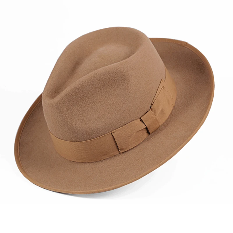 Wool Fedora Hat ,Camel Color Man Women Dress  Up Felt Hat ,S-XL Size Comfort  Jazz Hat