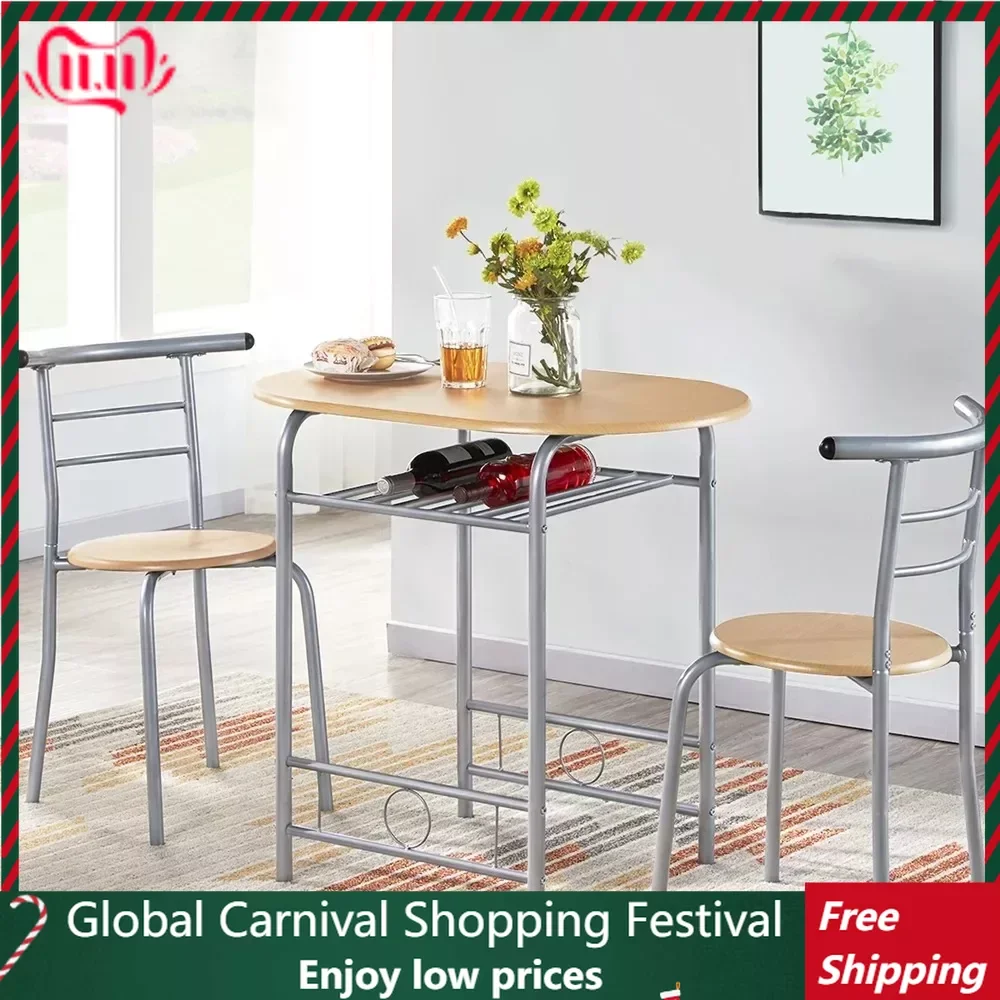 

Настольные обеденные столы разных цветов, 3 предмета, искусственный стол с круглым столом и 2 стульями, мебель, бесплатная доставка, мебель для комнаты