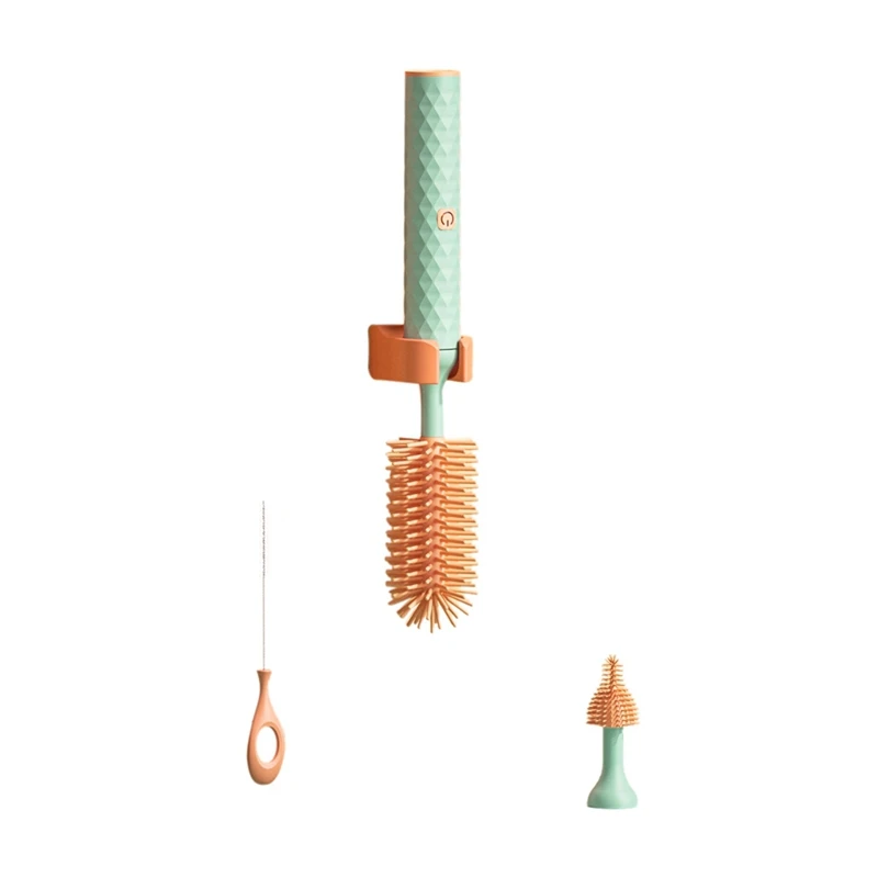 

Щетка для детской бутылки, электрическая щетка для чистки бутылок с 2 головками и соломенной щеткой, Водонепроницаемая беспроводная бутылк...