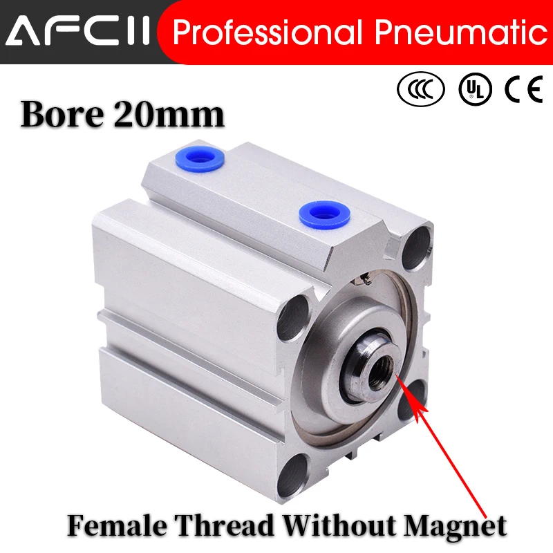 

SDA Type Bore 20mm stroke 5/10/20/25/30/40/50/100mm double acting SDA20 compact air pneumatic piston cylinder Female