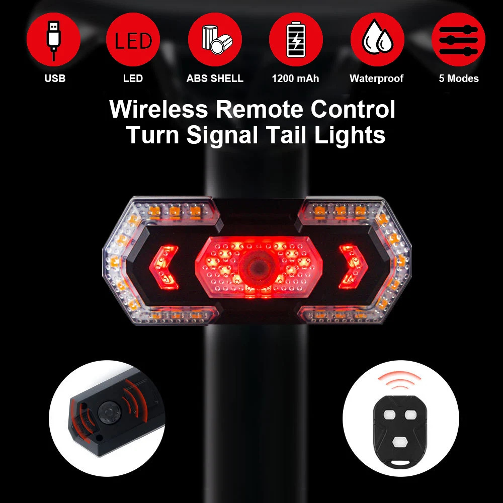 

Rear Lamp Smart Bicycle Wireless Remote Turn Signal Lights Bike LED Taillight Easily Installation Personal Bicycle Parts