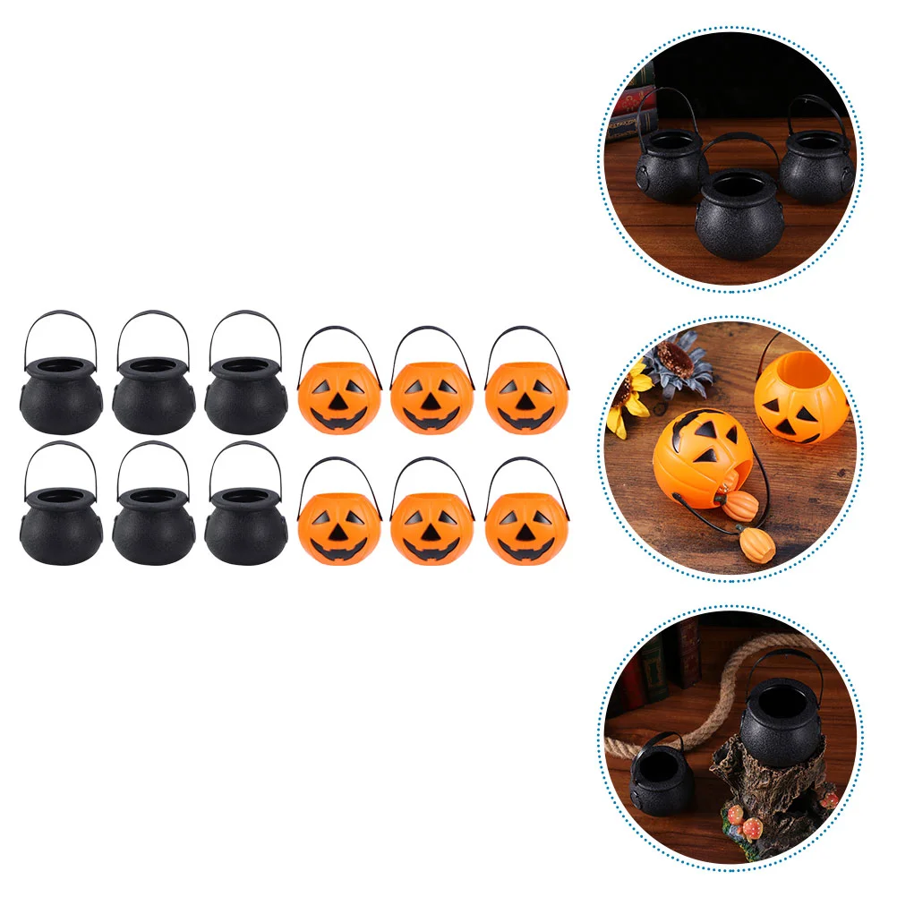 

Halloween Pumpkin Bucket Decor Creative Decoration Prop Festival Exquisite Ornament Orange Candy