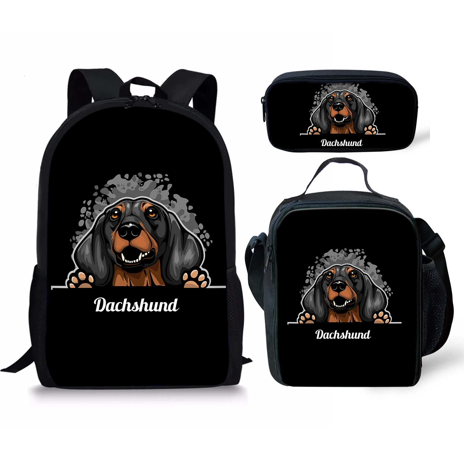 Lovely Dog Print New 3Pcs/Set School Bags Daily Travel Climbing Durable Backpack Trendy Birthday Gift for Kids Fashion Knapsack