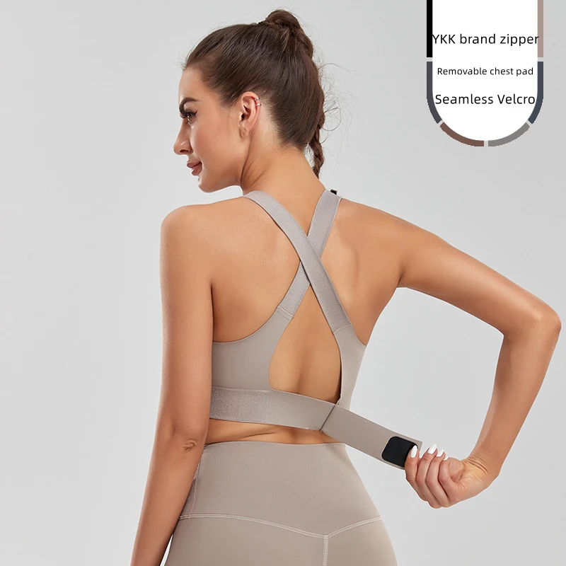 

Beauty Back Yoga Bra Front Zipper Sports Women Bra Underwear Fitness Bra Adjustable Strap Shockproof without Underwire Bralette
