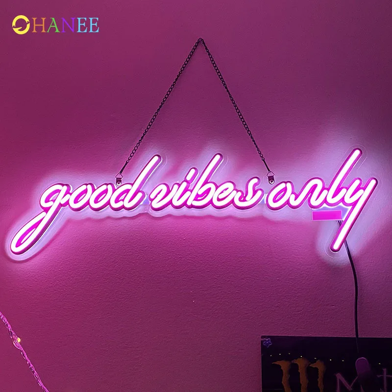 Custom Art Wall Lights for Beer Bar Club Bedroom Windows Hotel Pub Cafe Wedding Birthday Party Good Vibes Only LED Neon Signs |