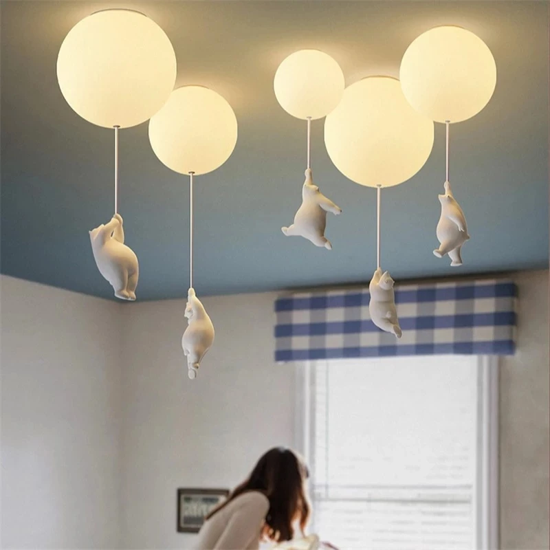 

Nordic Desgin Bear Ceiling Lamp Combinations Bear Celing Lights Children's Lights Boys and Girls Bedroom Lamps