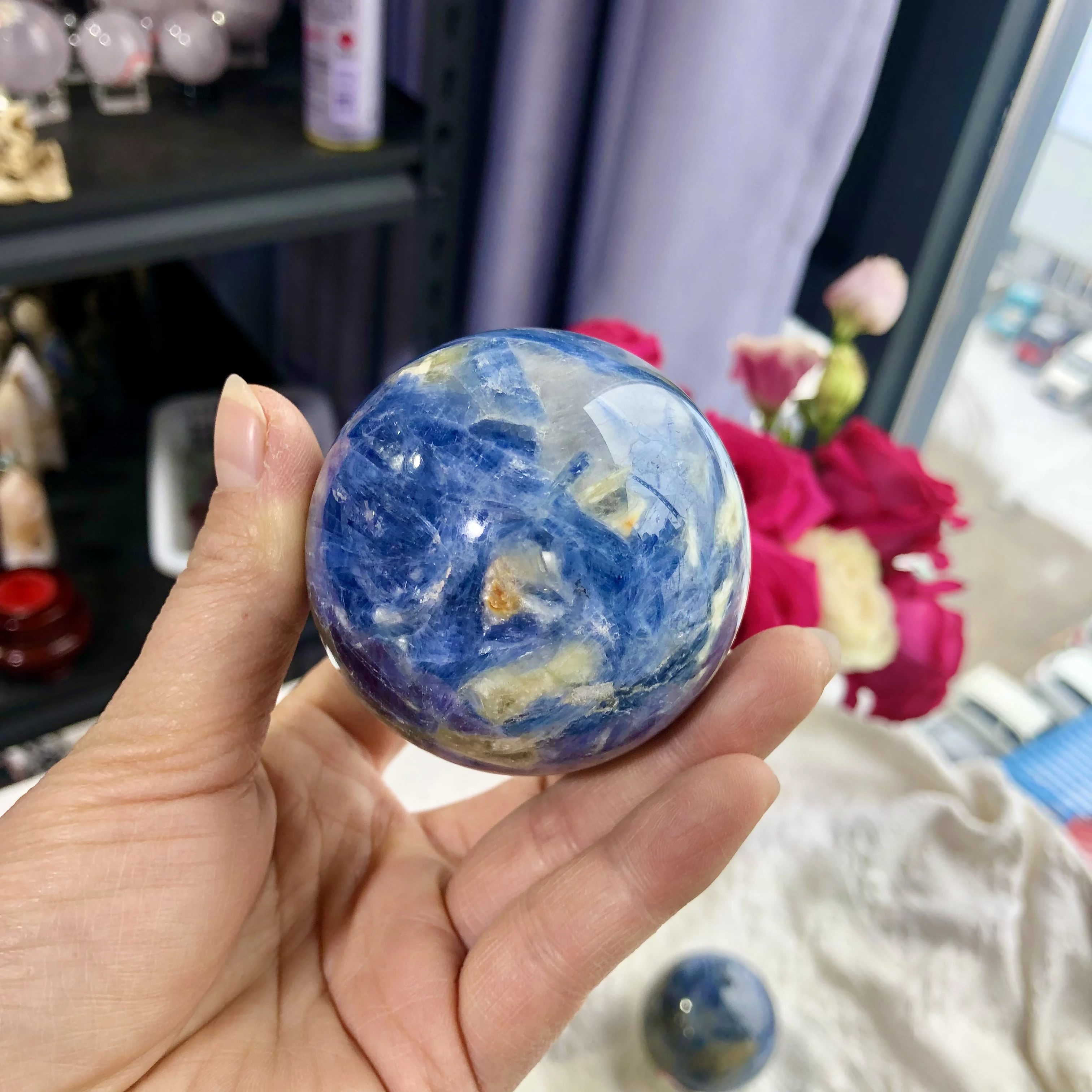 Натуральная хрустальная сфера кианита синие кварцевые шары энергетический