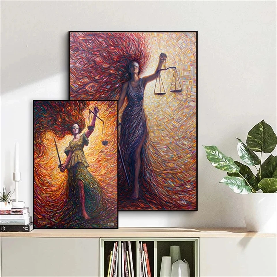 Goddess of Justice Diamond Painting 5D Full Drill Kit Diamond Embroidery Lawyer Law Student Gifts Decor Rhinestones Pictures