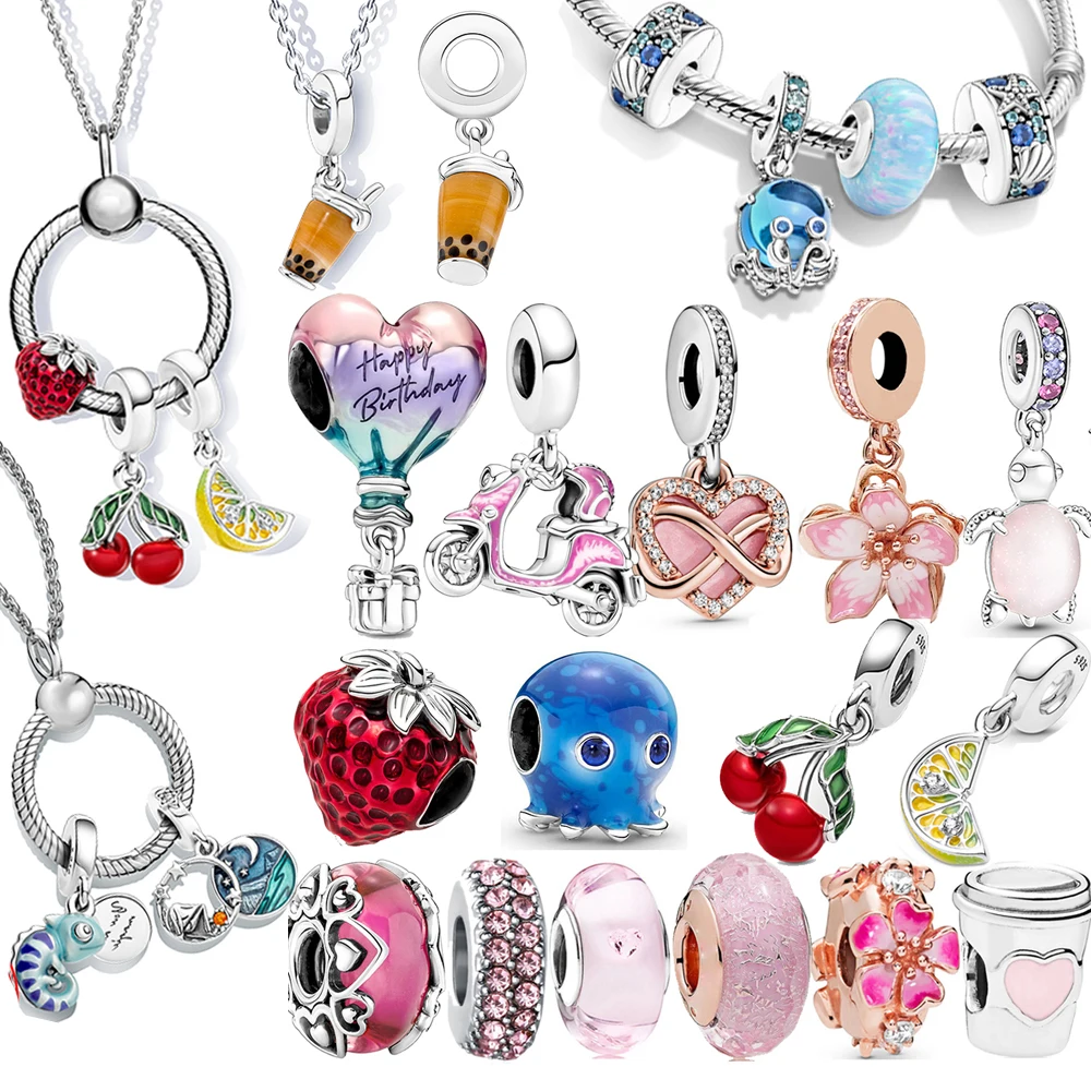

Authentic 925 Silver Charms 925 Sterling Lovely Pink Heart Air Balloon Charm fit Pandora Bracelet and Necklace Girl Gift Jewelry