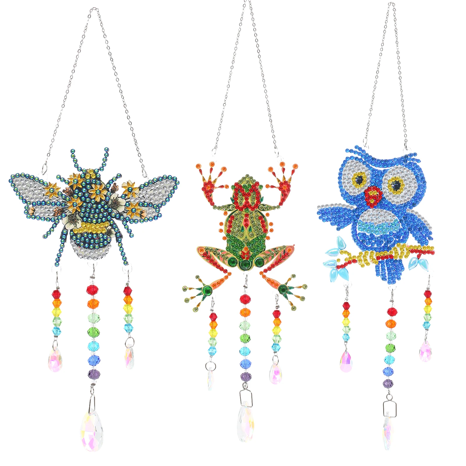 

3pcs Diamonds Painting Wind Chime Kit Double-sided Crystal Outdoor Windchime Outside Windchime Crystal Sun Catcher Hanging