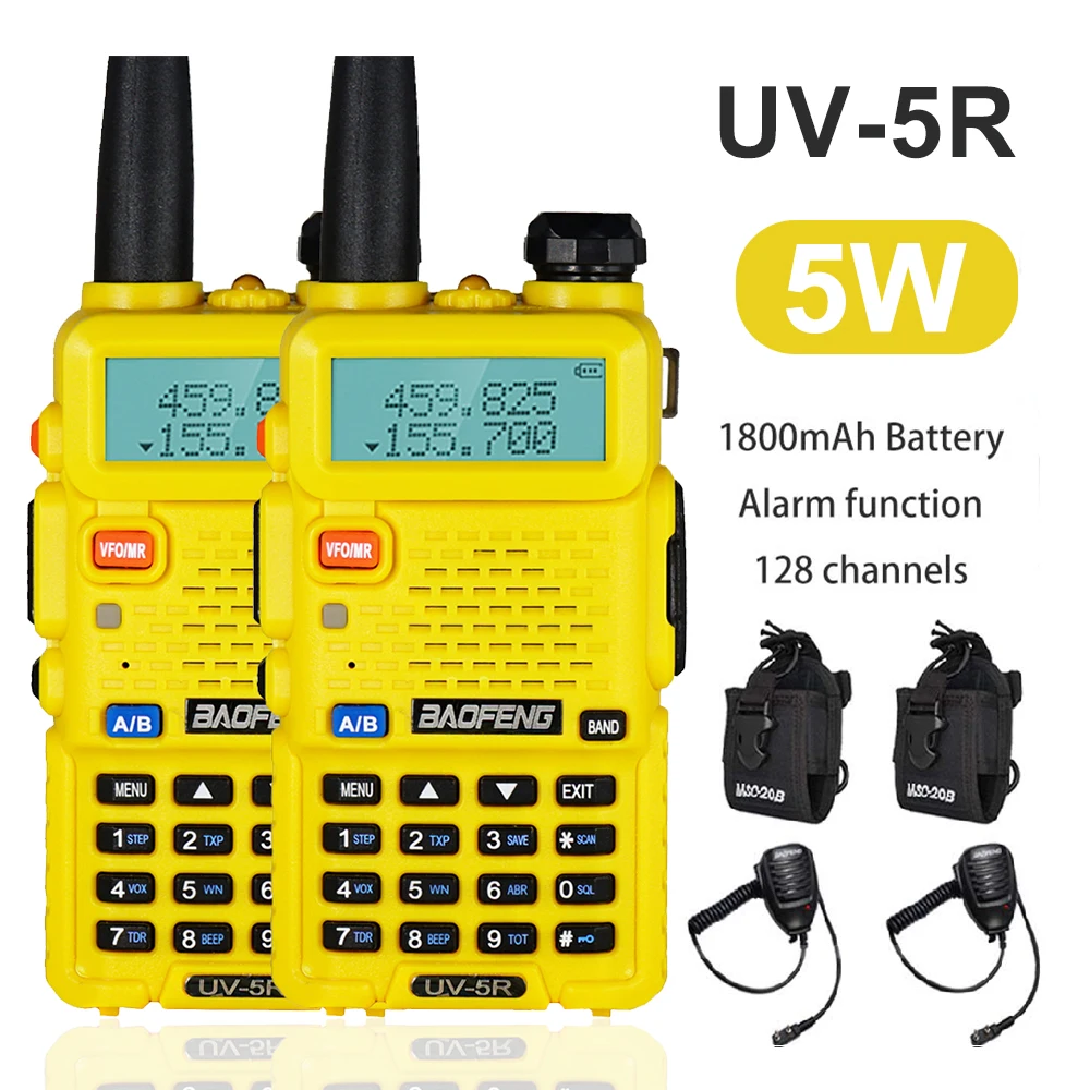 Baofeng UV 5R Walkie Talkie Radio Station Two-way Ham Boafeng Radio 2PCS Powerful Dual VHF/UHF Walike-Talkies for Hunting 10KM