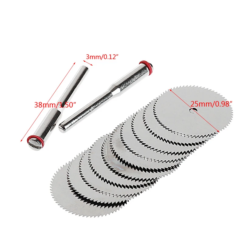 

10 x 25mm Wood Saw Blade Disc + 2 x Rod Rotary Cutting Tool