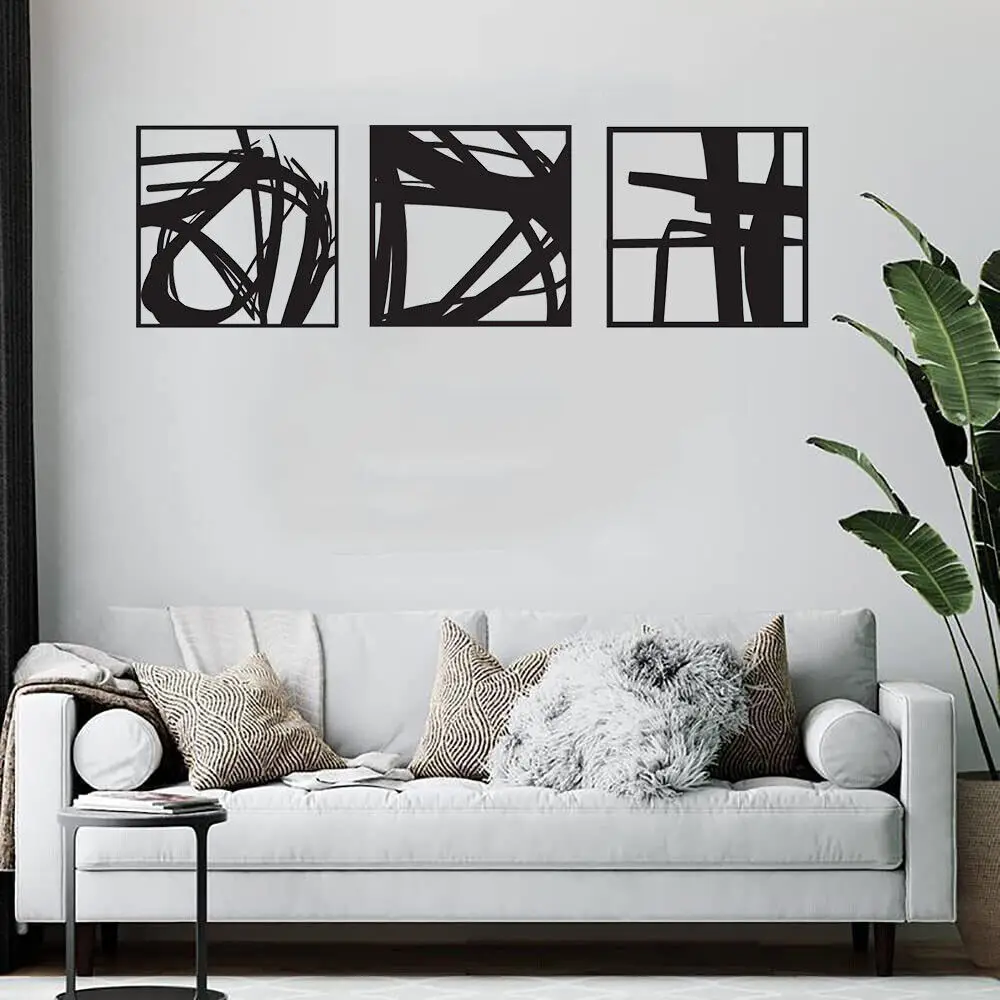 New 3 Individual Abstract Metal Wall Art - Home Décor for Living Room Office Living Room/Home Decoration