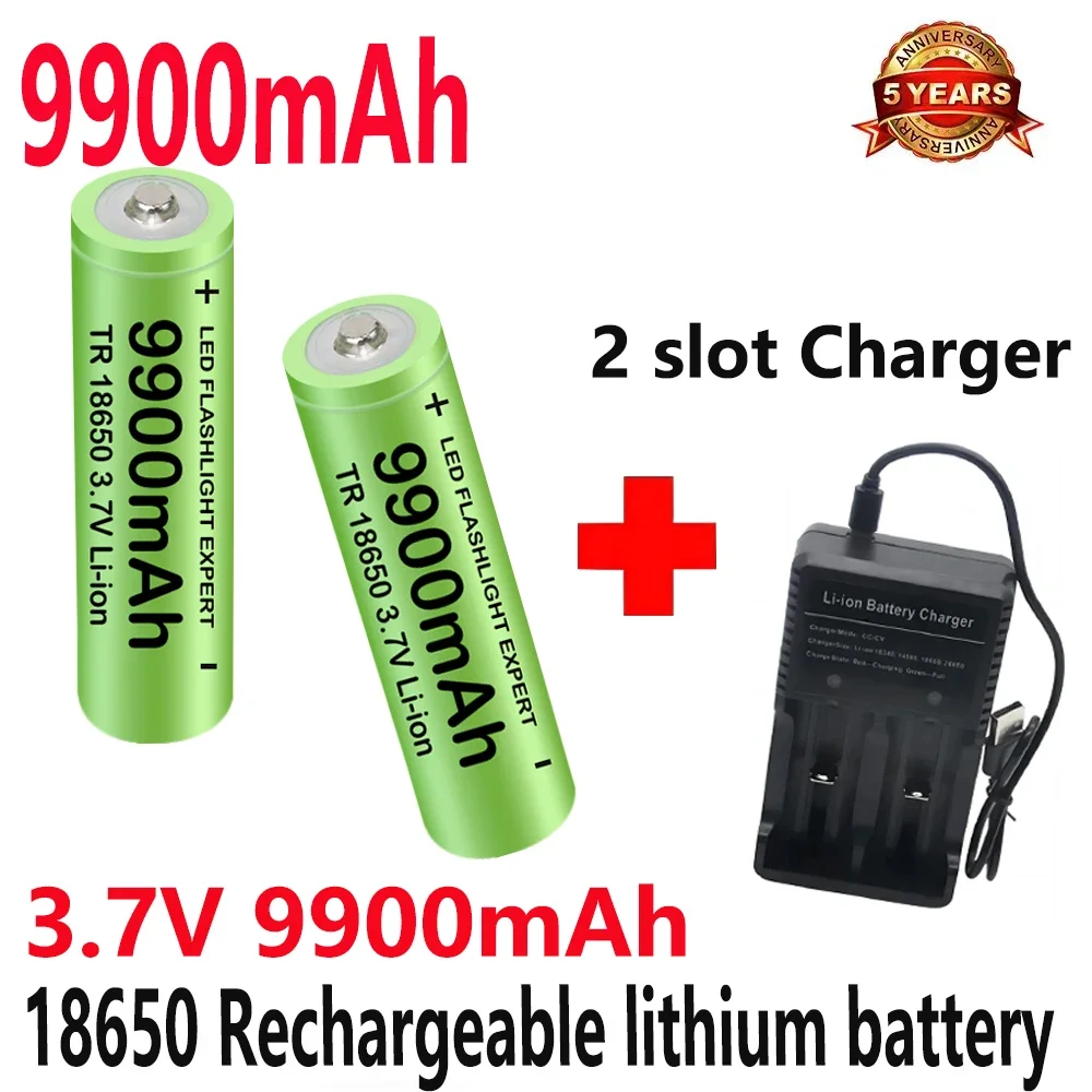 Новый литий-ионный перезаряжаемый аккумулятор 18650 3 7 в 9900 мАч + зарядное