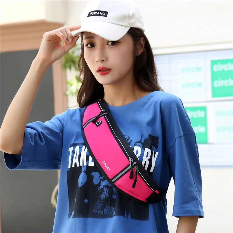 Hot Sale Sport Hip Fanny Packs Outdoor Gym Belt Portable Bag Waist Waterproof Unisex Running Belly Bag With Reflective Tape