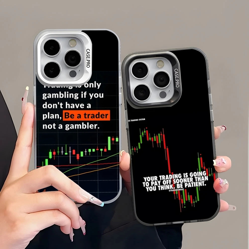 Day Trading Trader Phone Case Colored Silver Trendy For IPhone 16 15 14 13 12 Pro Max 11 2024 Fash
