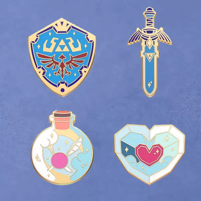 

The Legend of Zelda Sword And Shield Enamel Pin Women's Brooches Lapel Pins for Backpack Briefcase Badges Fashion Jewelry Gift