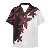 mens summer shirt clothing short sleeve polynesian tribal tattoo print hawaiian flower casual loose breathable design shirt