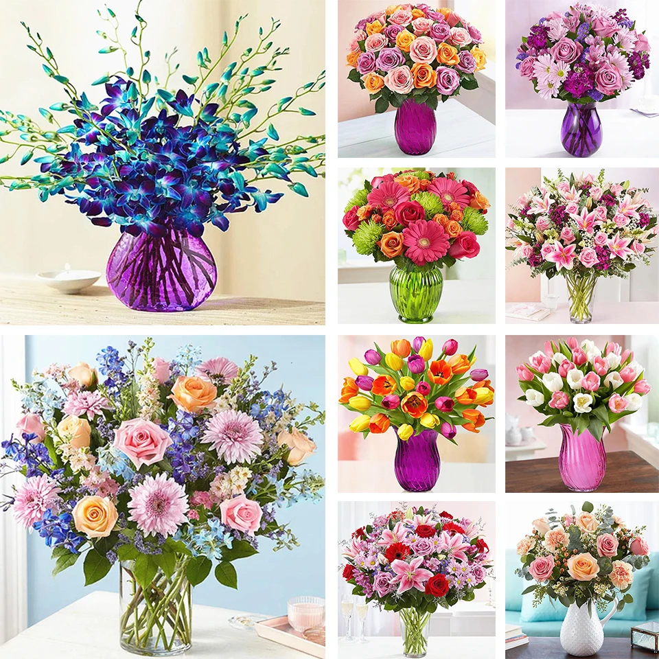 

5D DIY Diamond Painting Flower Vase Handmade Rhinestone Picture Full Square/Round Diamond Embroidery Mosaic Home Decoration Gift