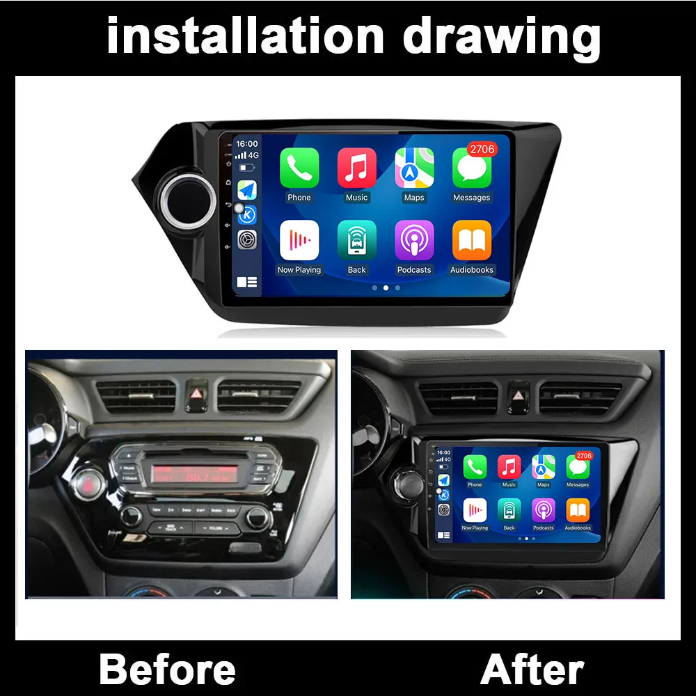 KIA RIO 3 2011-2016 9-дюймовый GPS-навигатор Автомобильный Радиоприемник Аудиоплеер 2.5D