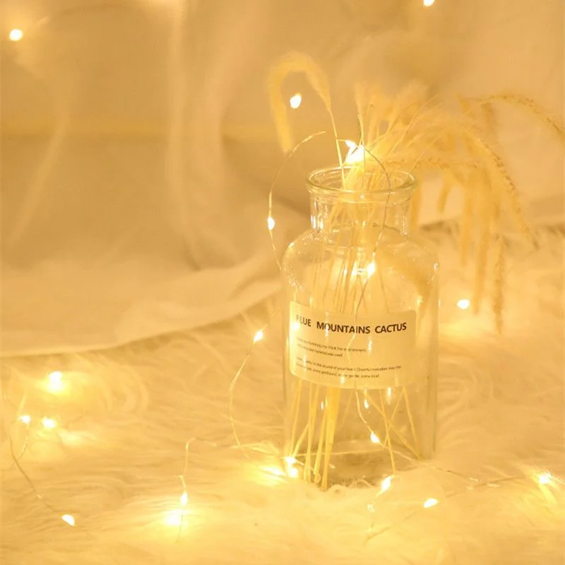 

Outdoor Fairy Lamp Wedding Decoration Copper Wire Light LED String Christmas Holiday Decor 10M Battery Garland Party Garden Lamp