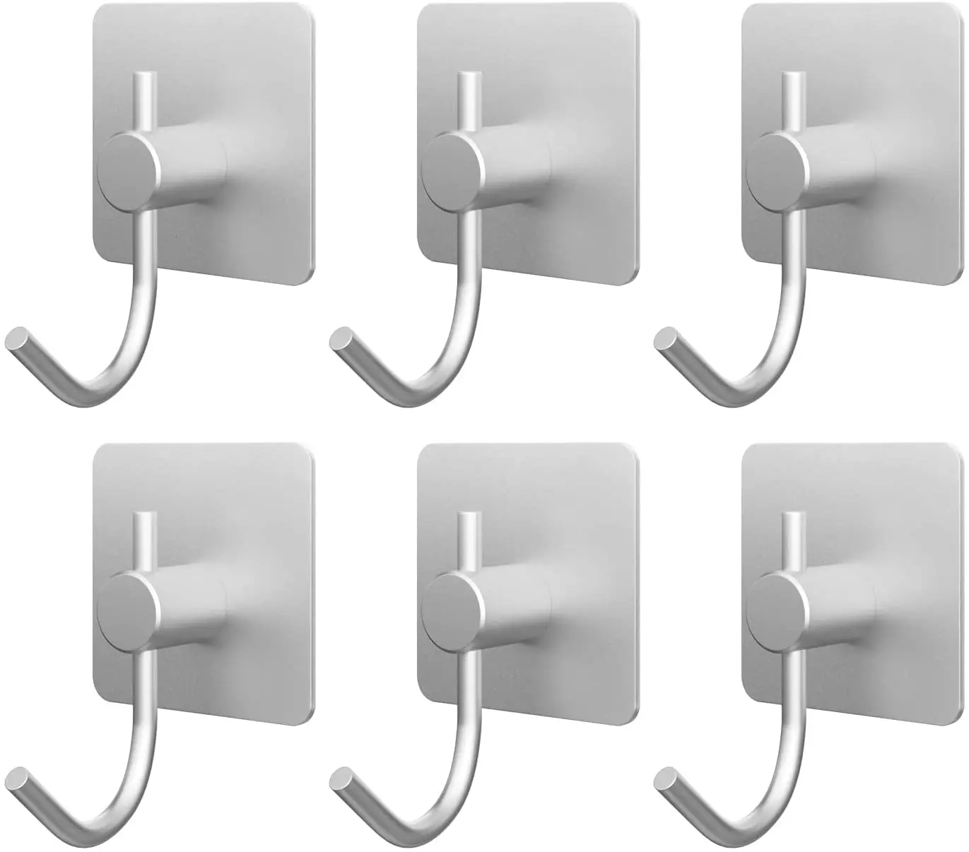 

3M Sticker Adhesive Stainless Steel Wall Mount Holder Hook 6pc Door Clothes Coat Hat Hanger Hanger Towel Clothes Black Silver