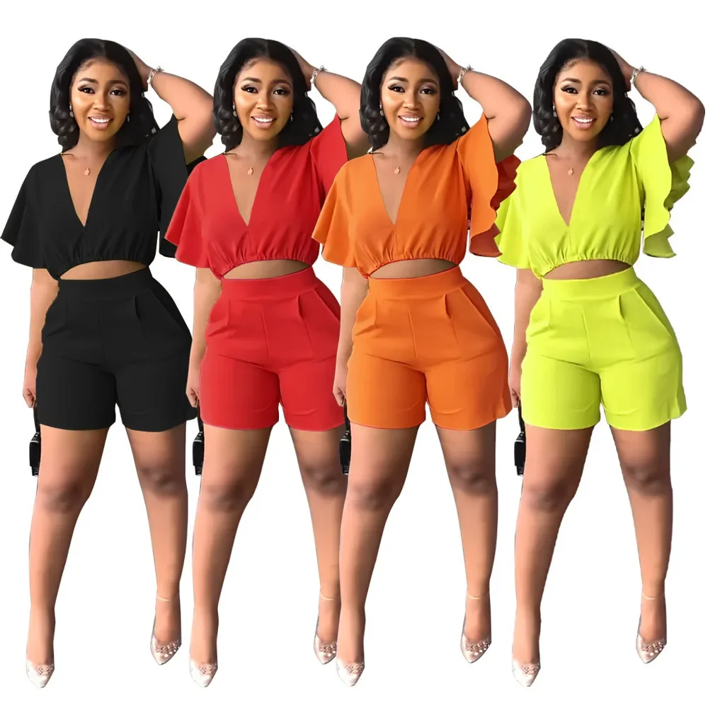 Женский топ и шорты многоцветный комплект |