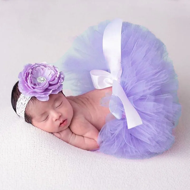 Newborn Photography Clothing Headband+Short Skirts 2Pcs /Set Studio Baby Girl Photo Skirt Infant Shooting Props Accessories