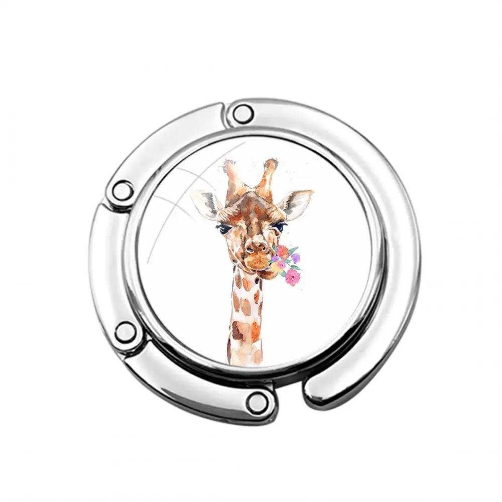 Складной крючок для кошелька с милым животным и рисунком жирафа хранения женской
