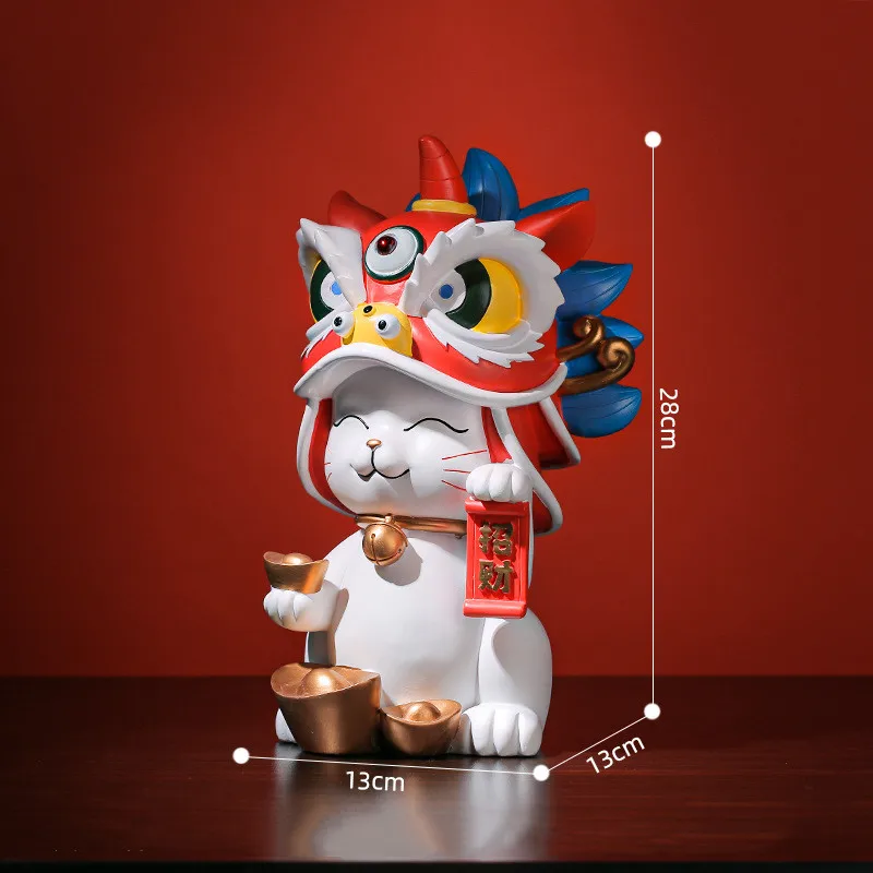 Запретный город танец льва Lucky Cat Домашний декор из смолы Подарки на открытие