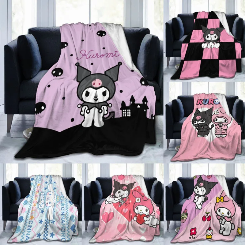 

Sanrio анимация Kuromi Melody мультяшный принт четыре сезона Универсальное Детское взрослое Коралловое Флисовое одеяло покрывало для дивана