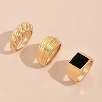 new vintage ring 3 pcsset geometry alloy rings set party jewelry for women