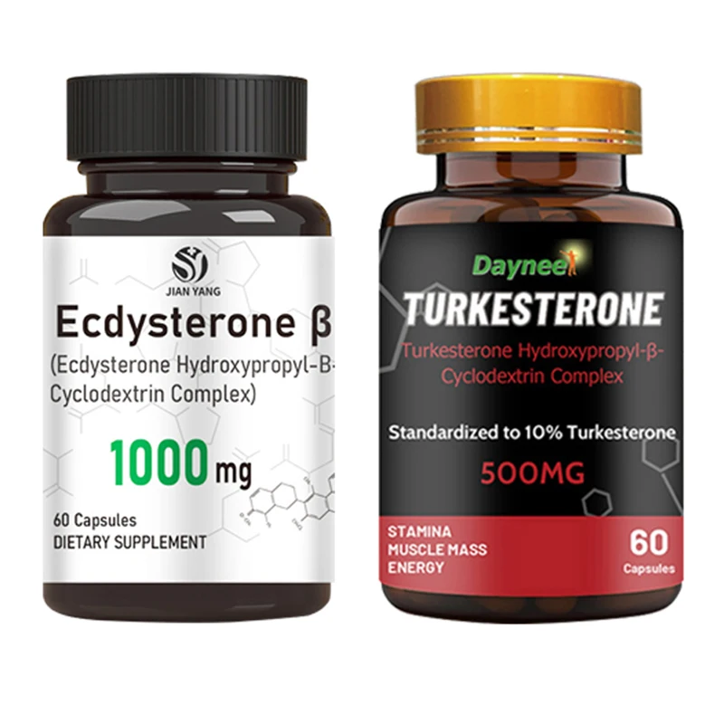 

2 Bottle ecdysterone capsule and Turkestone Capsules Weight Booster Helps Exercise Muscles Burn Fat and Enhance Men's Health