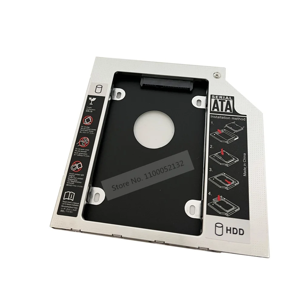 Aluminum 2nd Hard Drive HDD SSD Enclosure Optical bay Caddy Bracket Frame SATA for HP ProBook 430 440 450 455 470 G0 G1 G2 GUD1N