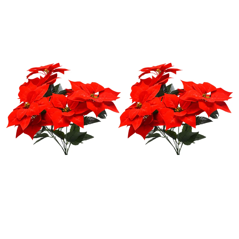 

Christmas Flower Flowers Poinsettia Red Artificial Arrangements Fake Floral Bouquets Simulation Centerpiecespicks Wreath Silk