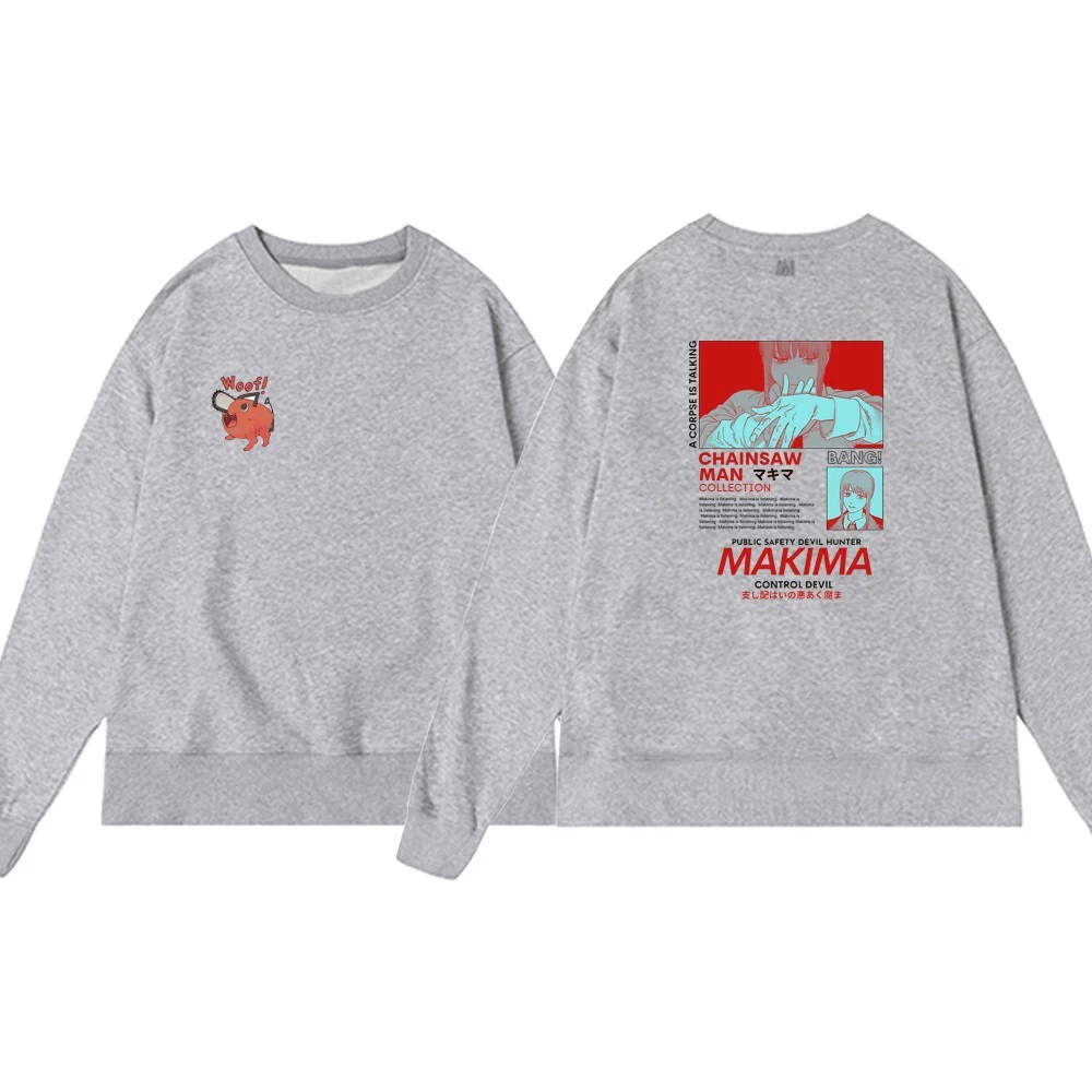 

Толстовки унисекс с принтом манга и бензопилой, уличная одежда, Модные свитшоты оверсайз с круглым вырезом, худи в стиле Харадзюку