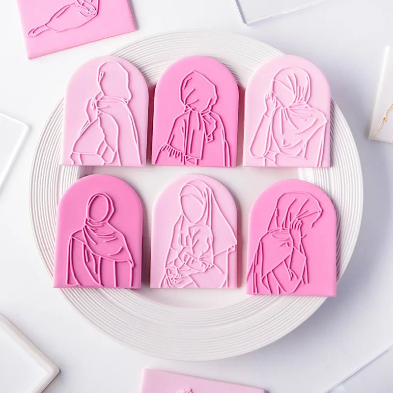 

Muslim Eid al Fitr girls' sugar flipping biscuit mold holiday dessert cookies decoration embossed mold baking tools