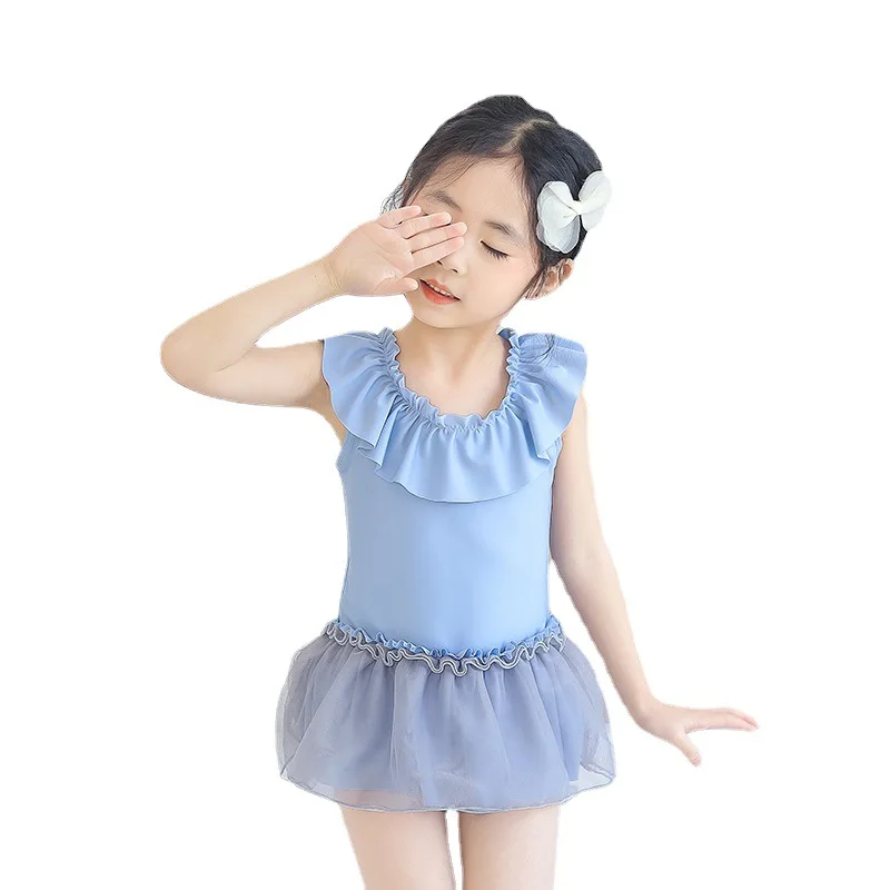 Слитный купальник для девочек с оборками милый купальник-пачка перекрестной