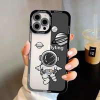 cartoon transparent astronaut phone cases for iphone xs x xr 11 12 13 pro max 7 8 plus se 2020 cute angel eyes clear back covers