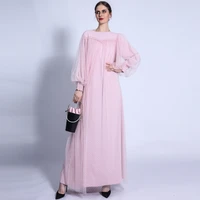 new polka dot gauze lantern sleeve dress ladies muslims fashion maxi dresses abayas for women dubai robe arabic islamic clothing
