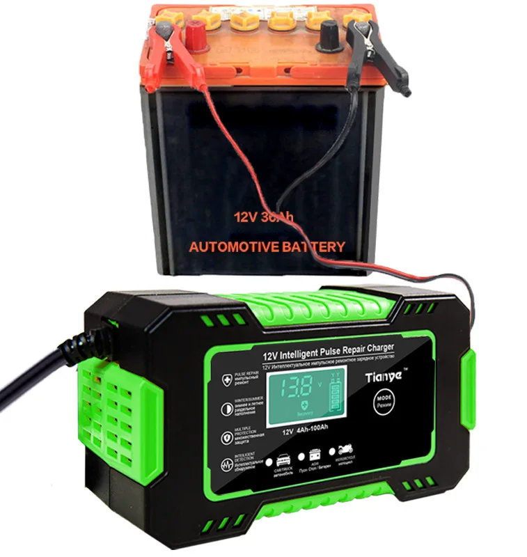 Pengisi Daya Baterai Mobil Digital 6A 12V Pengisian Perbaikan Otomatis Penuh для Motor SUV Ste