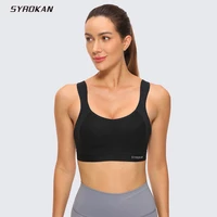 syrokan womens sports bra criss cross high impact adjustable straps wireless non padded bounce control workout bras