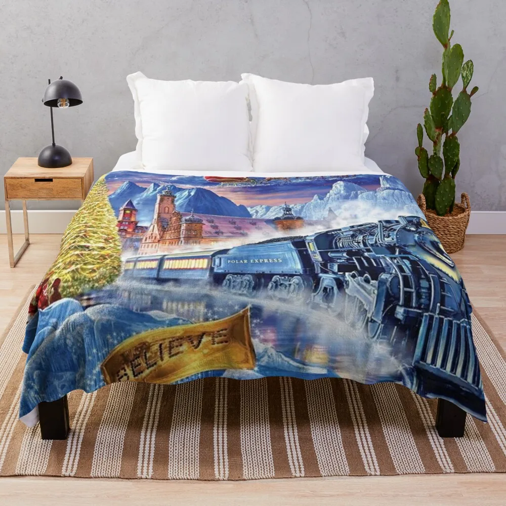 

Polar Express Christmas Holiday Boho Bedding Fuzzy Chenille Cartoon Throw Blankets