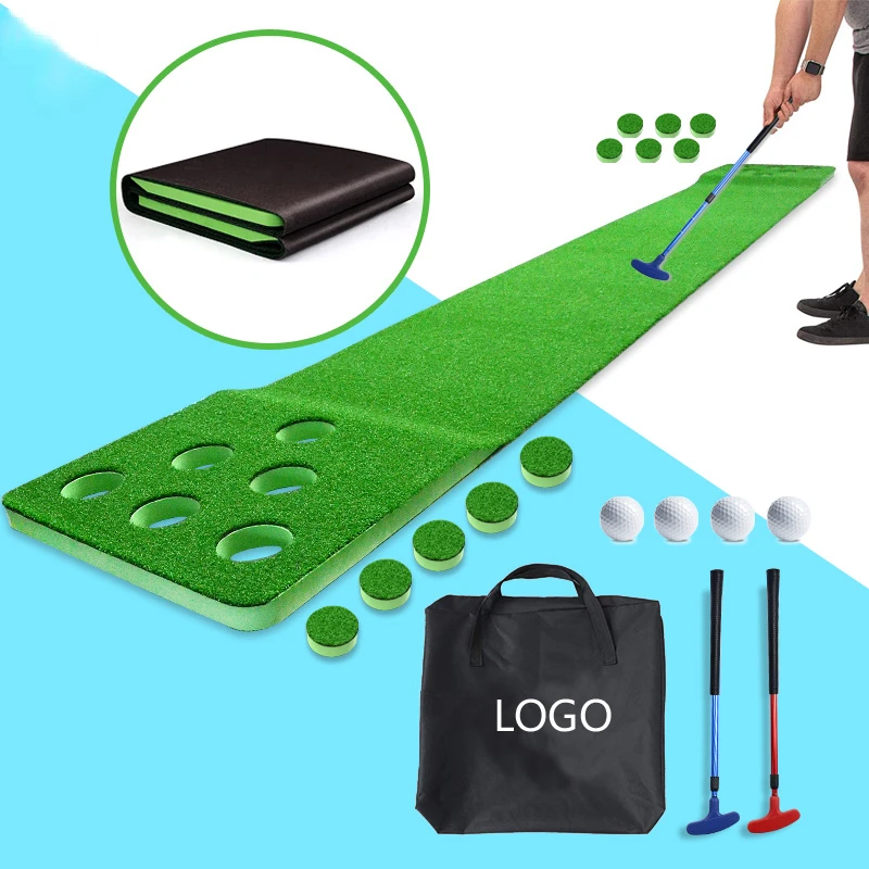 

Custom Golf Putting Green Foldable Indoor Training Golf Practice Mat Golf Putting Mat with 12 Holes