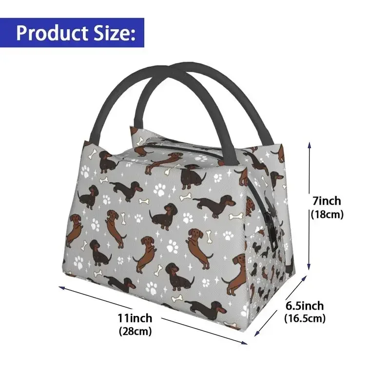 Серые таксы Dackel изолированные сумки для обеда кемпинга путешествий Wiede Dog Teckel