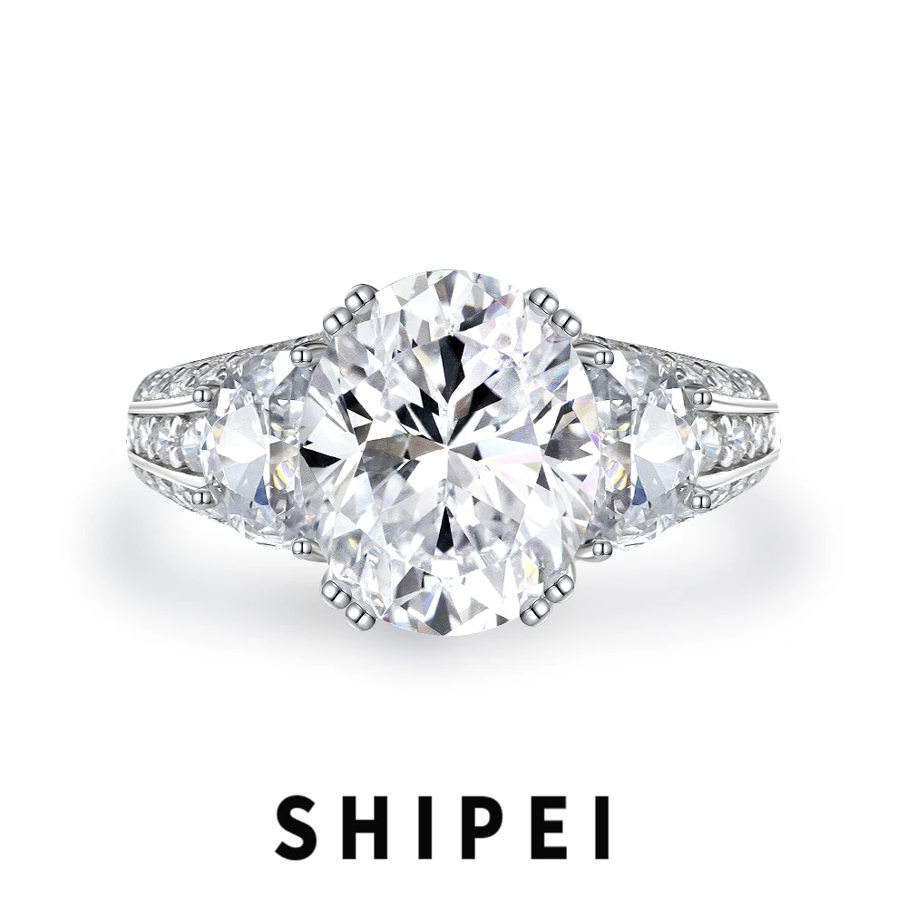 

SHIPEI 925 пробы серебряный овальный 3,5 CT Белый сапфир цитрин Аквамарин драгоценный камень коктейльное кольцо обручальные ювелирные изделия