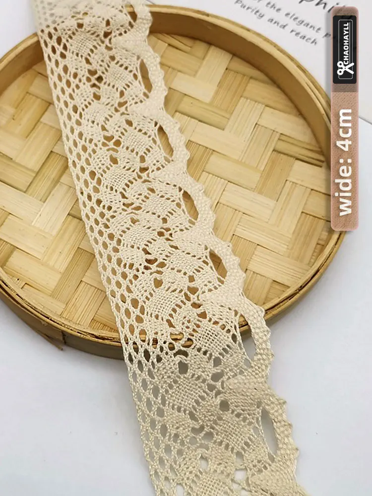 

4cm Wide Light Yellow Cotton Mesh Lace Trim Underwear for Wedding Dresses Needlework Sewing Applique Lace Fabric for DIY Crafts