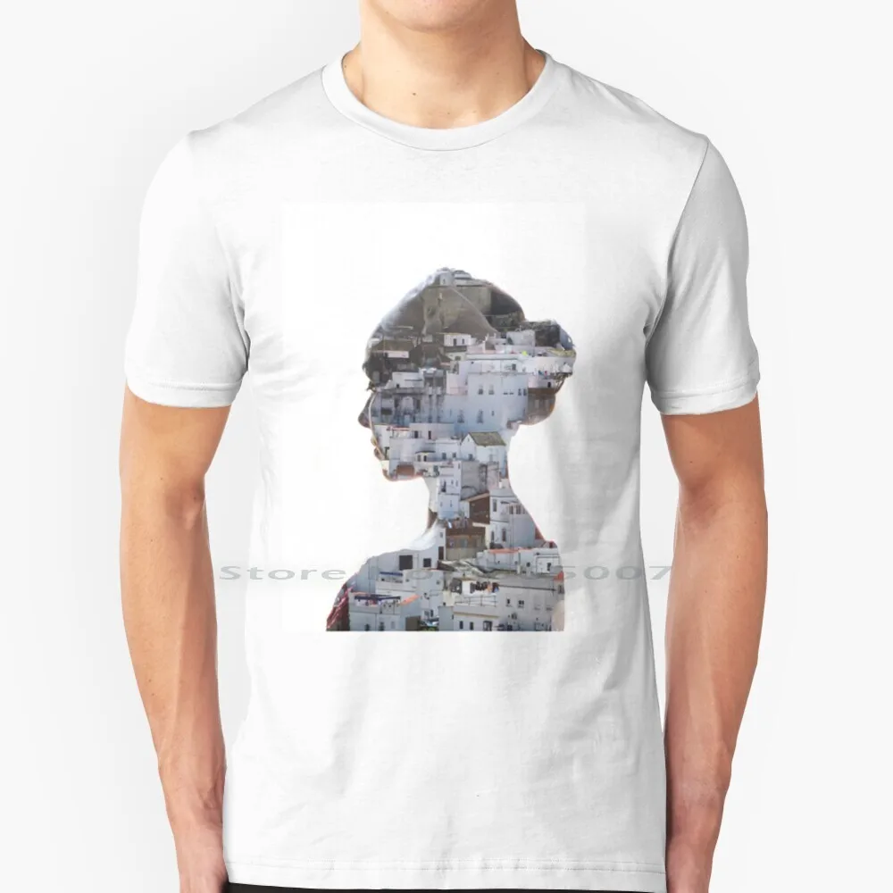 

Профиль, АРКОС-де-ла-Фронтера. Футболка 100% хлопок профиль Двойная Экспозиция для женщин Андалусия Испания Arcos De La Sierra