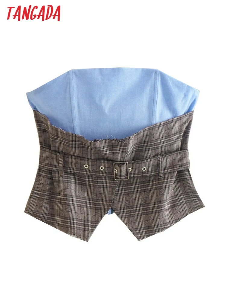 

Кроп-бюстье Женское составного кроя с поясом, открытыми плечами и молнией на спине