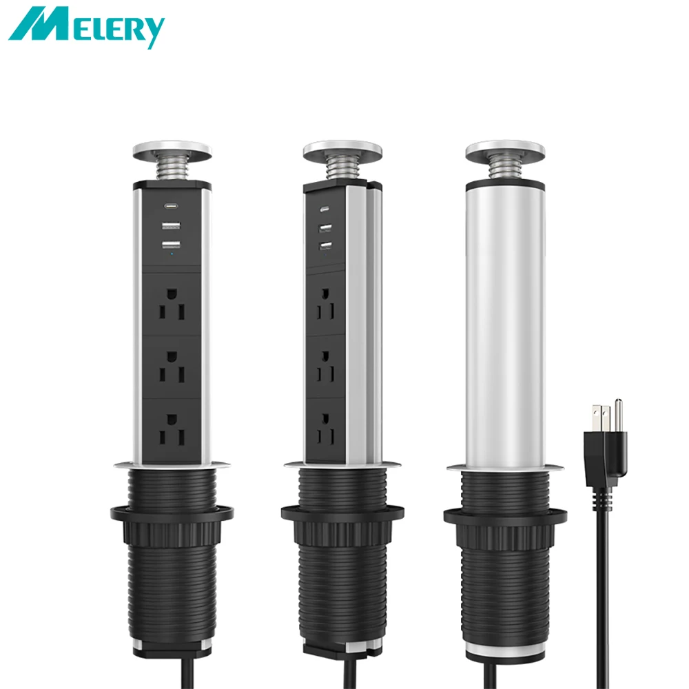 

Tablet Sockets Power Strip US Type-C Electric Plug Pop Up Desk Socket Outlet Hidden Kitchen USB Charger 1.8m Extenstion Cord